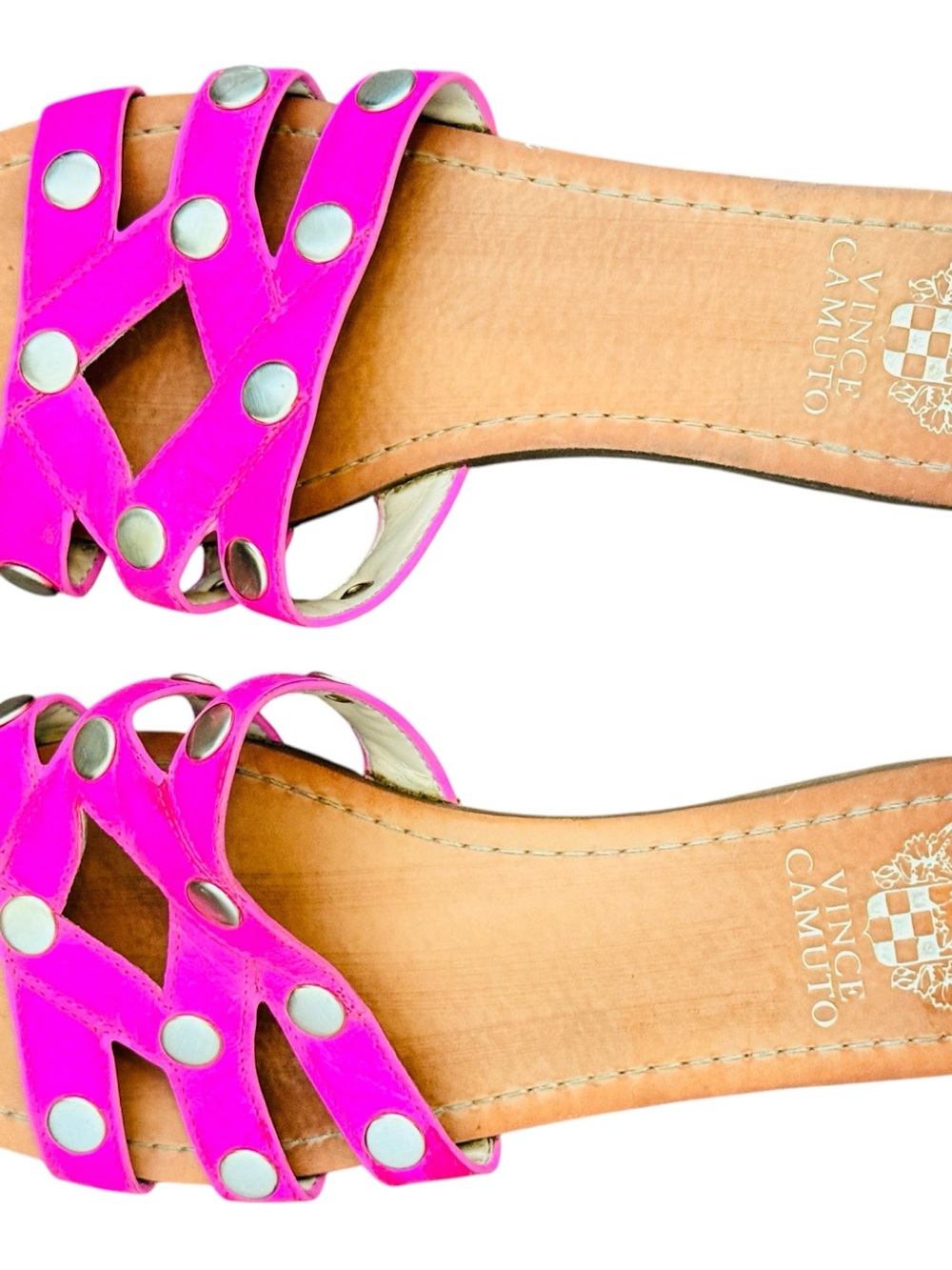 Vince Camuto Hot Pink Studded Slide Sandals